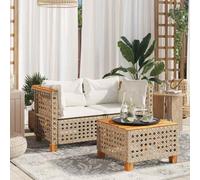 Générique Canape Angle Jardin 2 Places Beige Rotin PE | Modulaire, Coussin Epais Amovible, Lavable, 110Kilogrammes Par Siege, Exterieur