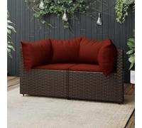 Générique Canape Angle Jardin Resine Tressee Marron avec Coussins | Cadre acier poudre, design modulaire, 110 Kilogrammes par siege, usage exterieur uniquement
