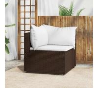 Générique Canape Angle Jardin Resine Tressee Marron avec Coussins | Cadre Acier Revetu Poudre, Design Modulaire, Confortable, 110 Kilogrammes Par Siege, Exterieur Seulement