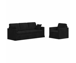 Générique Canapé Angle Velours Noir 198cm 2 Places | Cadre métal robuste, coussins mousse fibre, design modulaire, entretien facile