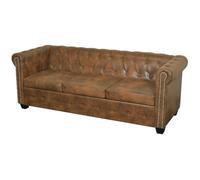 Générique Canapé Chesterfield 3 Places Cuir Artificiel Marron,Meubles,Canapés,Brun,47.6KG,243620