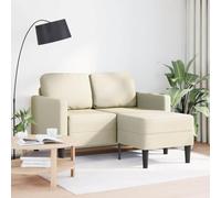 Générique Canapé d'angle 2 Places avec méridienne en Similicuir crème, Cadre Robuste en métal et Bois Massif, 125 cm pour Petit Salon