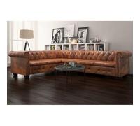Générique Canapé d'angle Chesterfield 6 Places Cuir Artificiel Marron,Meubles, Canapés,243618