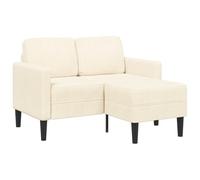 Générique Canapé d'angle Lin 2 Places avec méridienne, canapé en L crème 125 cm, Cadre Bois Massif et métal, Mousse épaisse et Coussins Fibres pour Confort, Design Gain de Place pour Petit