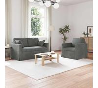 Générique Canapé d'angle Modulable 2 Pièces Velours Gris Foncé, 138 x 78 x 80 cm, Cadre Métal Noir, Assise Confortable Mousse et Fibre, Design Modulable pour Salon