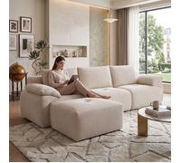 Générique Canapé d'angle modulable 264cm Aucun assemblage Design soigné en velours côtelé Mousse haute densité Beige