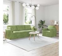 Générique Canapé d'angle Modulable Velours Vert Clair 228 cm, Ensemble 2 Pièces avec Cadre Métal Noir et Coussin Mousse, Canapé Confortable pour Salon