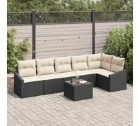 Générique Canape Jardin Polyrotin 7 Pieces Marron Et Creme | Ensemble Angle Central Et Bras, Cadre Acier Revetu Poudre, Sac Rangement Etanche, Exterieur