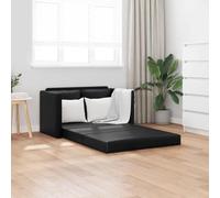 Générique Canapé-lit 2 en 1 Noir 112 cm Similicuir Convertible en lit Double, canapé 2 Places avec Structure métallique Robuste pour Salon, Chambre ou Studio