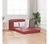 Générique Canapé-lit 2 en 1 Rouge Bordeaux en Similicuir, canapé Convertible en lit Double au Sol avec Coussins rembourrés, Structure métallique Robuste pour Salon, Chambre ou Studio,