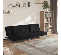 Générique Canapé-lit 2 Places Convertible Velours Noir avec Deux oreillers, canapé à Dossier Rabattable pour invités, Cadre en Bois Robuste pour Salon, Studio ou Appartement