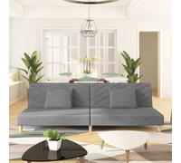 Générique Canapé-lit 2 Places Gris Clair Convertible en lit Double, canapé en Tissu Doux avec Deux oreillers et Cadre en Bois Robuste pour Salon, Chambre ou Studio
