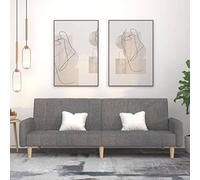 Générique Canapé-lit 2 Places Gris Clair Tissu Convertible en lit Double, canapé Convertible avec Dossier Rabattable, Cadre en Bois Robuste pour Salon, Chambre, Studio