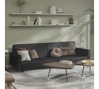 Générique Canapé-lit 2 Places Noir Similicuir Convertible en lit Double, canapé d'appoint pour invités avec Dossier Rabattable, Cadre en Bois Robuste, idéal pour Salon, Chambre ou Studio
