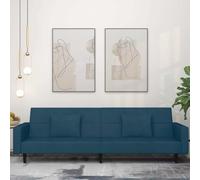 Générique Canapé-lit 2 Places Velours Bleu Convertible avec Deux oreillers, canapé-lit à Dossier Rabattable pour invités, Cadre en Bois Robuste pour Salon, Appartement ou Studio