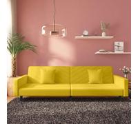 Générique Canapé-lit 2 Places Velours Jaune Convertible, canapé Convertible avec Deux oreillers, Cadre en Bois Robuste, lit d'appoint pour Salon, Chambre, Studio