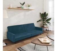 Générique Canapé-lit Convertible 2 Places Bleu Velours, canapé 2 Places avec Dossier Rabattable en lit Double, Cadre en Bois Robuste pour Salon, Appartement ou Studio