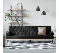 Générique Canapé-lit Convertible Noir avec accoudoirs rembourrés, Dossier réglable pour invités, lit Double Confortable, Cadre en contreplaqué Robuste, oreillers Inclus