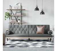 Générique Canapé-lit Gris foncé avec accoudoirs, Dossier réglable et oreillers, canapé Convertible invités en Tissu Respirant, Cadre en contreplaqué Robuste pour Un Confort d'assise
