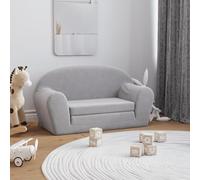 Générique Canapé-Lit pour Enfants 2 Places en Peluche Douce Gris Clair Transformable en Fauteuil Housse Amovible et Lavable Design Sécurisé et Léger Confort Idéal pour Jouer ou Se Reposer
