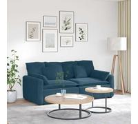 Générique Canapé Modulable Bleu Velours 2 Sections | Structure Métallique, Accoudoirs Bois, Assise Textilène, Design d'Angle pour Salon