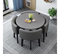 Générique Carré/Round Conference Table Moderne Table Ronde avec 4 Chaises Multifonctionnel Table Salon Manger Ensembles De Chaises à Dossier en PU 5 PièCes for La Cuisine La Salle à Manger,19,80cm