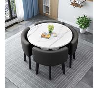 Générique Carré Round Conference Table Ronde avec 4 Chaises - Table Salon Manger Ensembles de Chaises à Dossier en 5 Pièces - Table Chaise Encastrable - Convient for la Cuisine, B, 90cm/35.4in