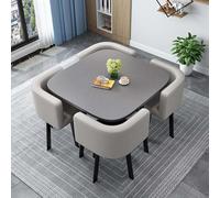 Générique Carré Round Conference Table Table Ronde avec 4 Chaises Table Salon Manger Ensembles de Chaises à Dossier en 5 Pièces Table Chaise Encastrable Convient for la Cuisine,Q,80cm/31.5in