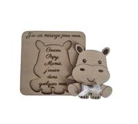 Générique Carte annonce grossesse grand parents personnalisables. Idée cadeau annonce bébé grand parent. Carte cadeau naissance en bois (Hyppopotame)