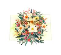 Générique Carte de vœux florale colorée artistique 3D avec enveloppe, carte pliable faite à la main pour la fête des mères, d ' anniversaire, amour