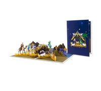 Générique Carte de vœux sur le thème de Noël 3D avec enveloppe | Carte de vœux de festival faite à la main pour un ami, carte postale de scène de la Nativité, décoration pour la