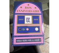 Générique Carte Musicale d'Anniversaire musique Party Rock, Thème Cowboy Festif, Rose et Bleu avec Dorures, Format 21x14,8 cm