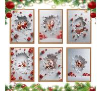 Générique Cartes de Noël 2026 6 pièces illusion optique drôle brisant | Cartes de Noël en lot avec enveloppes Pour Adultes Femmes Maison Bureau École Classe