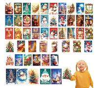 Générique Cartes de vœux de Noël,Cartes postales de Noël - 50X cartes de vœux de vacances | Cartes de vœux de Noël, ensemble de cartes postales antiques pour amis et parents
