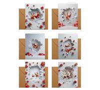 Générique Cartes de vœux pour Noël 6 pièces illusion optique drôle brisant | Cartes Noël avec enveloppes Pour Adultes Femmes Maison Bureau École Classe