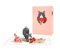 Générique Cartes en papier, jolie carte de vœux d ' anniversaire de chat, une surprise pour les amoureux des chats, carte d ' anniversaire pour amie, cartes de vœux de Thanksgiving avec enveloppes