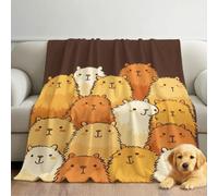 Générique Cartoon Ludique Couverture en Flanelle Douce Capybara Animal - Couverture Polaire Super Chaude, Haute Qualité, Poils Confortables, pour Canapé, Lit et Salon 150cm x 200cm
