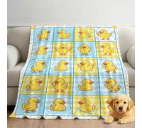 Générique Cartoon Playful Couverture en Flanelle Douce Duck Check Pattern - Couverture Polaire Super Chaude, Haute Qualité, Poils Confortables, pour Canapé, Lit et Salon 150cm x 200cm