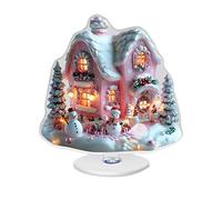 Générique Centre de Table de Noël - Présentoir de Grande Roue en Acrylique 2D, rotative de Maison de Neige, de Vacances à Paillettes, de Table Festive, saisonnière po