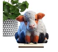 Générique Centre de Table Vache Highland | Figurines de bétail de Bande dessinée en Bois | Figurines décoratives de Collection de Ferme de bétail pour Les décorations de fête à la Maison