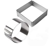 Générique Cercles à Mousse réglables en Acier Inoxydable, carrés et Ronds, moules de Cuisson rétractables, moules à gâteaux, Coupe-pâtisserie à Domicile, Anneaux à Mousse pour la Cuisson