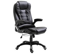 Générique Chaise de Bureau Noir Similicuir, Fauteuil Ergonomique Dossier Haut avec Accoudoirs et Assise Papillon, Hauteur Réglable, Pivotement 360 Degrés, roulettes en Nylon Silencieuses,