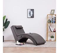 Générique Chaise Longue en Similicuir Gris avec Massage et Chauffage, Design Ergonomique, Rembourrage épais, Pieds en Acier Robuste, télécommande Incluse, capacité 110 kg