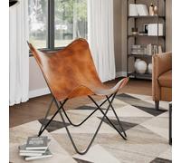 Générique Chaise Papillon Marron Cuir véritable, Meubles, Fauteuils et chaises, Fauteuils, Brun, (Poids 5.46KG)