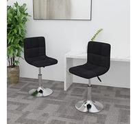 Générique Chaises Pivotantes Salle à Manger Lot de 2 Noir Tissu, Réglables en Hauteur avec Mécanisme à Gaz, Pivot à 360 Degrés, Cadre en Acier Chromé