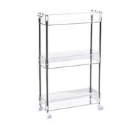 Générique Chariot avec roulettes Pet 3 Niveaux Roulant Cuisine Transparent et Étagère de Rangement en Acier Inoxydable, Gain de Place Balcon