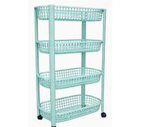 Générique Chariot de Rangement à roulettes 4 Niveaux Vert | 78 x 46,5 x 26 cm, BPA Free, Fabriqué au Portugal, Paniers Amovibles, Usage Cuisine/Salle de Bain