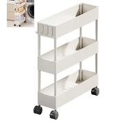 Générique Chariot De Rangement Mince à 3 Niveaux, Gain De Place, Organisateur De Chariot De Rangement Multifonctionnel avec PoignéE pour Cuisine Salle De Bain Buanderie Espace éTroit (Blanc)