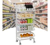 Générique Chariot de Rangement Roulant Blanc avec étagères, Panier de Rangement Commercial pour Fruits, légumes et en-Cas.