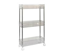 Générique Chariot de Rangement Roulant Léger en Plastique et Acier Inoxydable, Étagère à 3 Niveaux Portable pour Balcon et Salon, Support Multifonctionnel pour Garçon et Filles